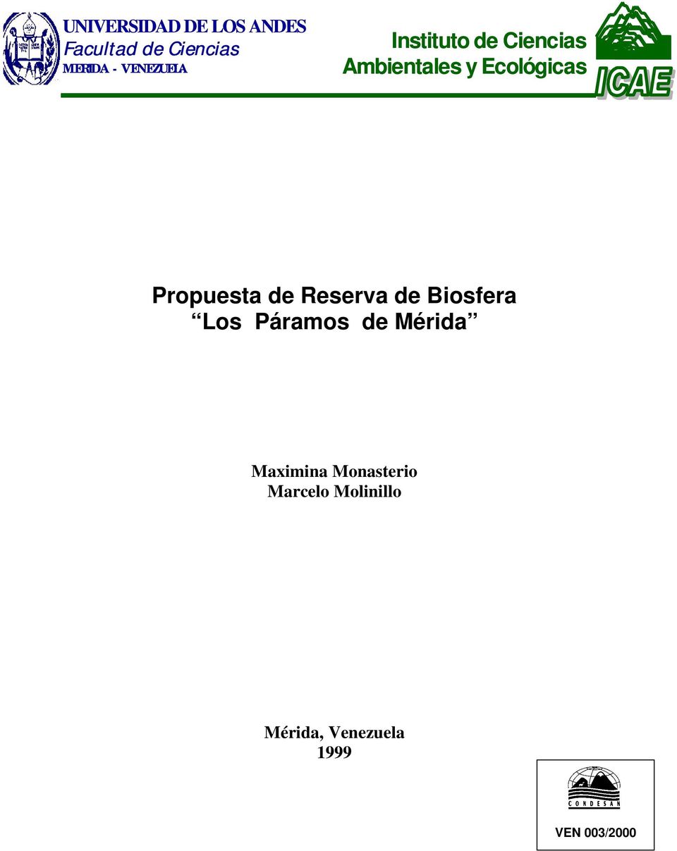 Propuesta de Reserva de Biosfera Los Páramos de Mérida