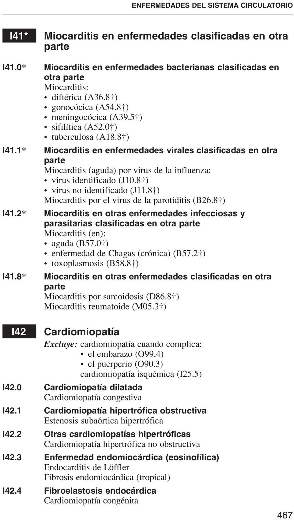 8 ) Miocarditis en enfermedades virales clasificadas en otra parte Miocarditis (aguda) por virus de la influenza: virus identificado (J10.8 ) virus no identificado (J11.
