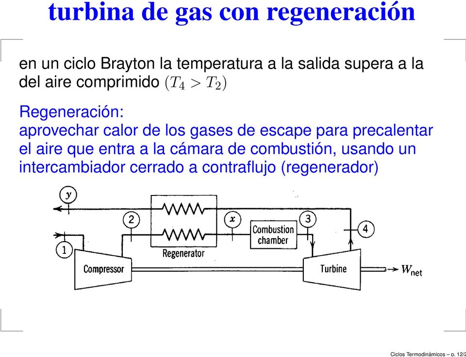 salida suera a la del aire comrimido (T 4 > T 2 ) Regeneración: arovechar calor