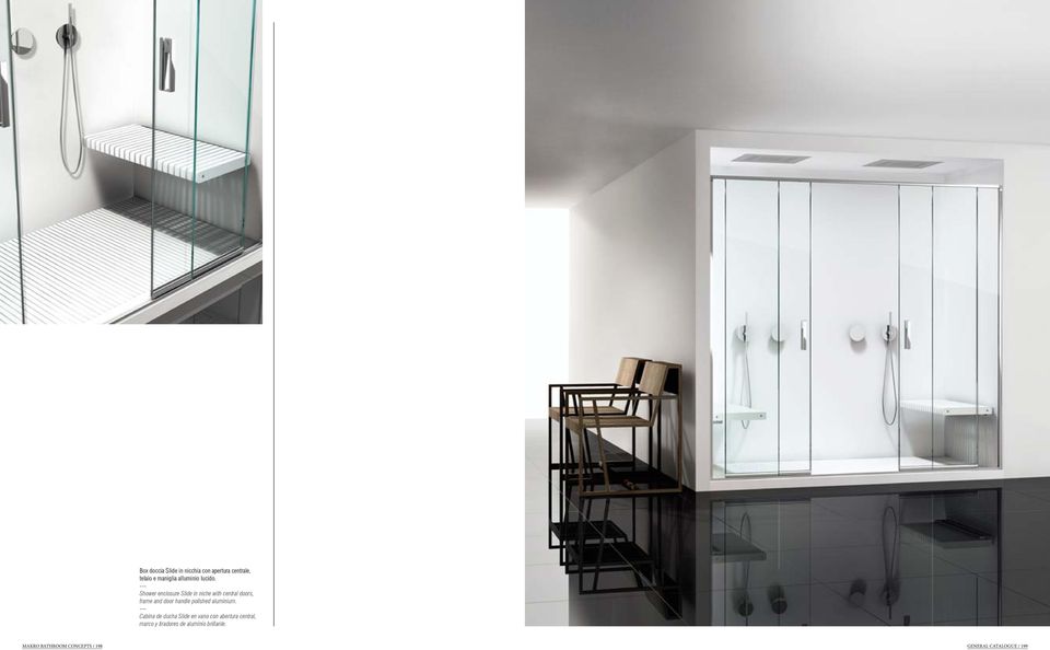 Shower enclosure Slide in niche with central doors, frame and door handle