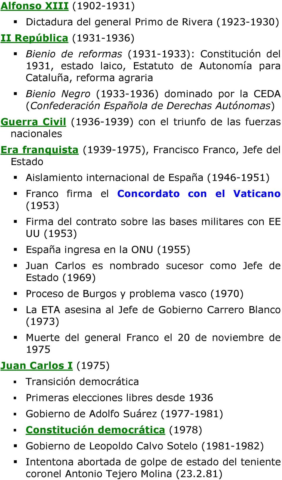 (1939-1975), Francisco Franco, Jefe del Estado Aislamiento internacional de España (1946-1951) Franco firma el Concordato con el Vaticano (1953) Firma del contrato sobre las bases militares con EE UU