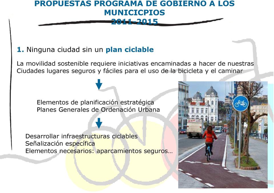 nuestras Ciudades lugares seguros y fáciles para el uso de la bicicleta y el caminar Elementos de
