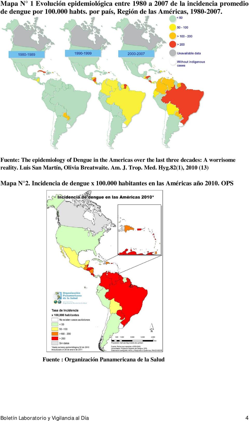 Fuente: The epidemiology of Dengue in the Americas over the last three decades: A worrisome reality.