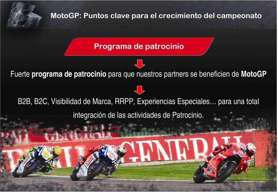 beneficien de MotoGP B2B, B2C, Visibilidad de Marca, RRPP,