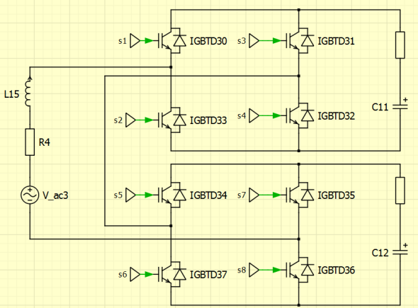 En el convertidor ac-dc que se muestra en la figura 4 se calculan el inductor y la capacitancia de enlace; así para un determinado rizado de corriente a través del inductor [4] se tiene: ángulo de
