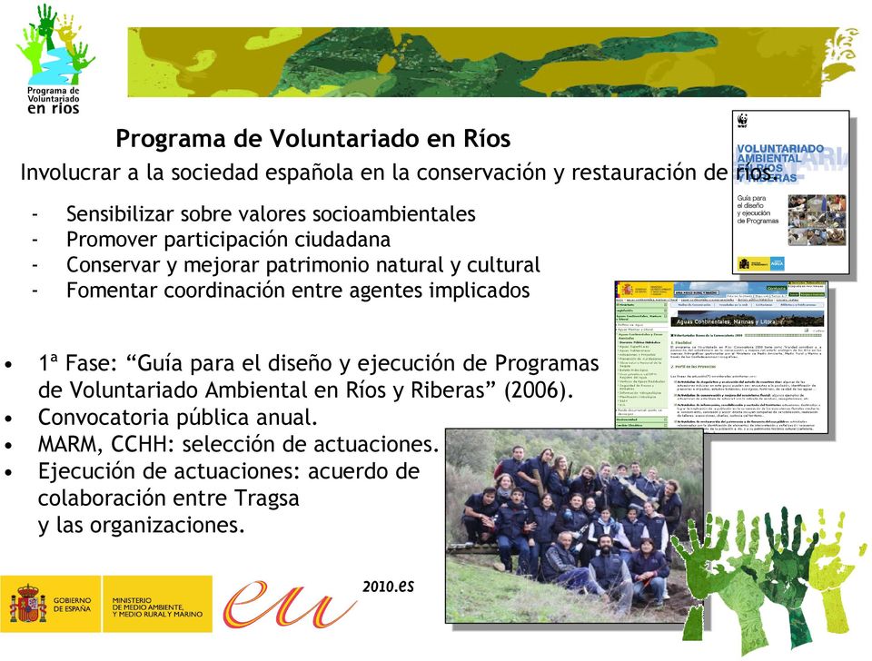 Fomentar coordinación entre agentes implicados 1ª Fase: Guía para el diseño y ejecución de Programas de Voluntariado Ambiental en Ríos y