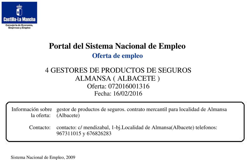 contrato mercantil para localidad de Almansa (Albacete) contacto: c/