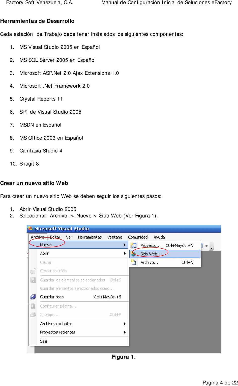 SP1 de Visual Studio 2005 7. MSDN en Español 8. MS Office 2003 en Español 9. Camtasia Studio 4 10.