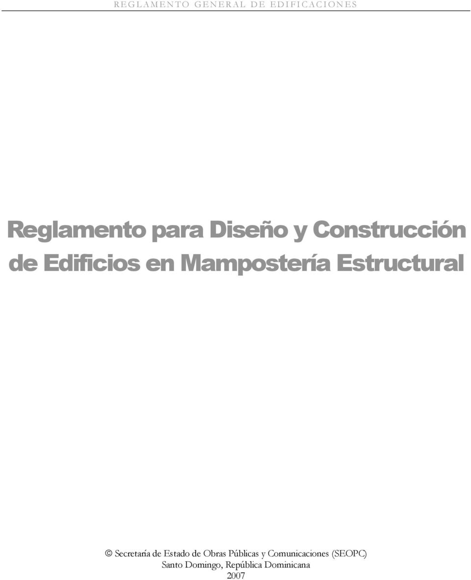 Mampostería Estructural Secretaría de Estado de Obras