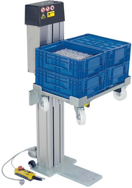 Soluciones Bosch Rexroth Elevador de cajas eléctrico (Elevación: 500 mm / 900 mm) Áreas de aplicación: Lineas de ensamblaje manual Producción Logística Propiedades: Suministro Ergonómico de piezas