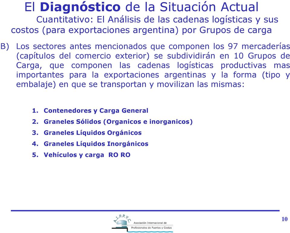 cadenas logísticas productivas mas importantes para la exportaciones argentinas y la forma (tipo y embalaje) en que se transportan y movilizan las mismas: 1.