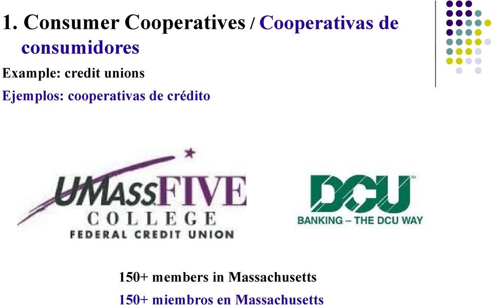 Ejemplos: cooperativas de crédito 150+