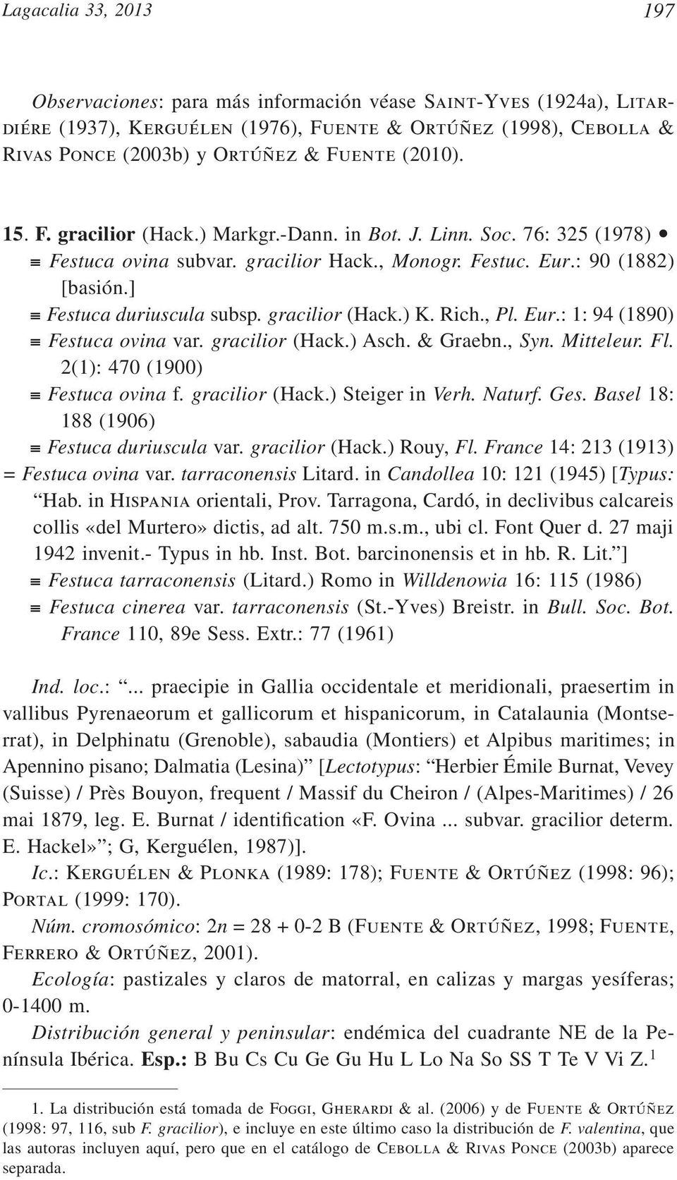 gracilior (Hack.) K. Rich., Pl. Eur.: 1: 94 (1890) Festuca ovina var. gracilior (Hack.) Asch. & Graebn., Syn. Mitteleur. Fl. 2(1): 470 (1900) Festuca ovina f. gracilior (Hack.) Steiger in Verh.