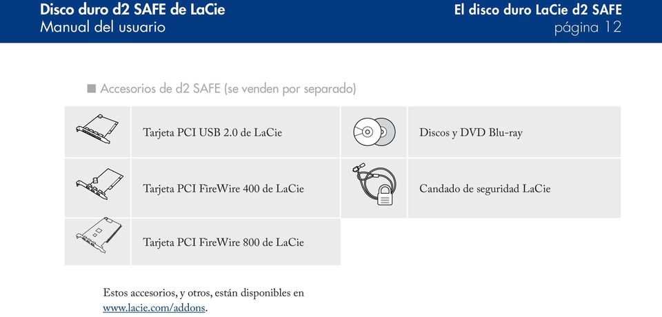0 de LaCie Discos y DVD Blu-ray Tarjeta PCI FireWire 400 de LaCie Candado de
