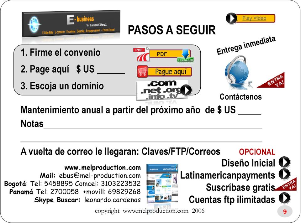 llegaran: Claves/FTP/Correos OPCIONAL Diseño Inicial Latinamericanpayments Suscríbase gratis Cuentas ftp