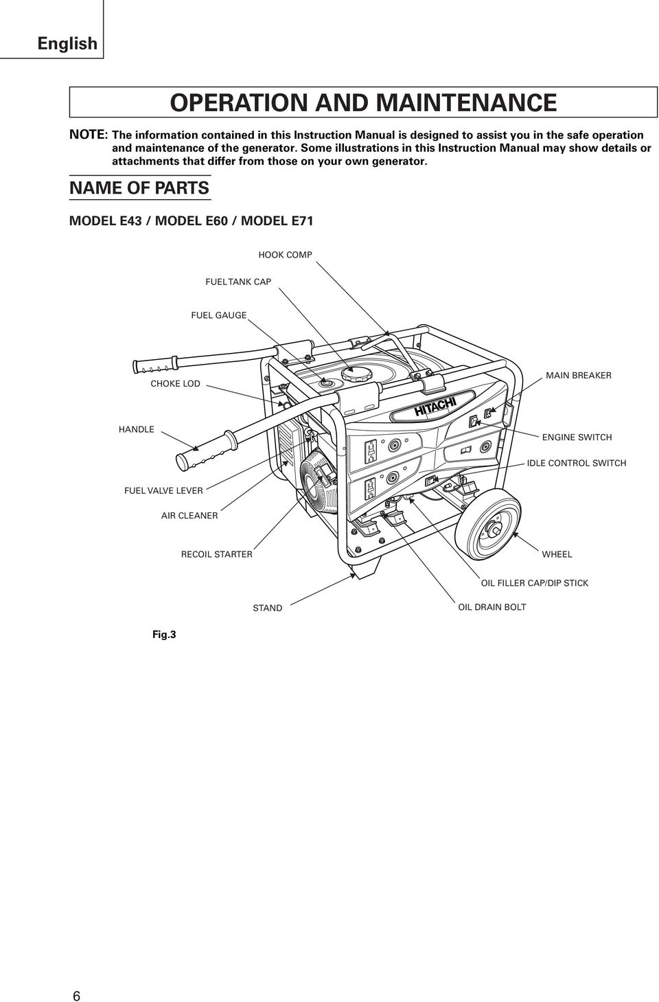 Some illustrations in this Instruction Manual may show details or attachments that differ from those on your own generator.