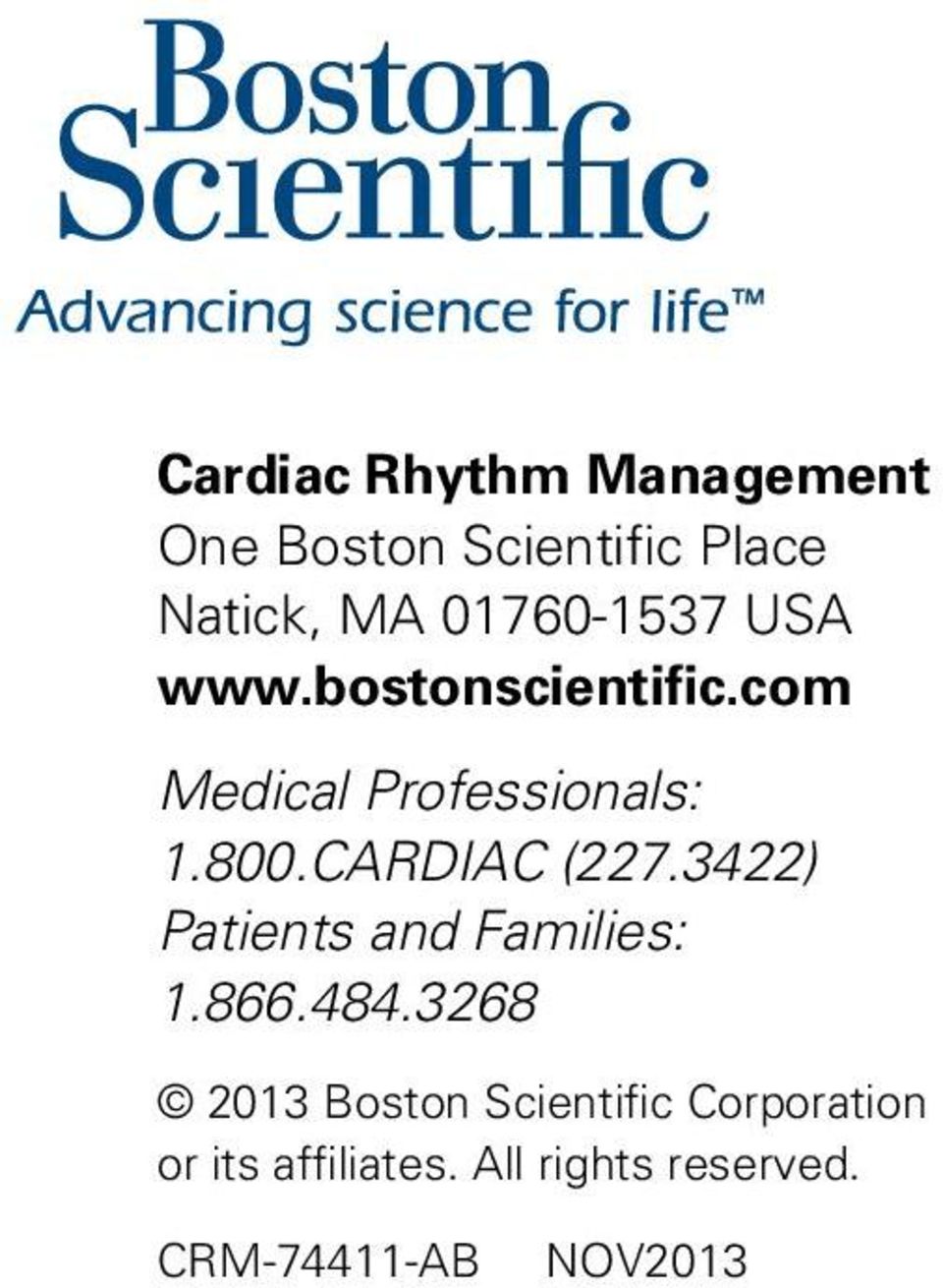 CARDIAC (227.3422) Patients and Families: 1.866.484.
