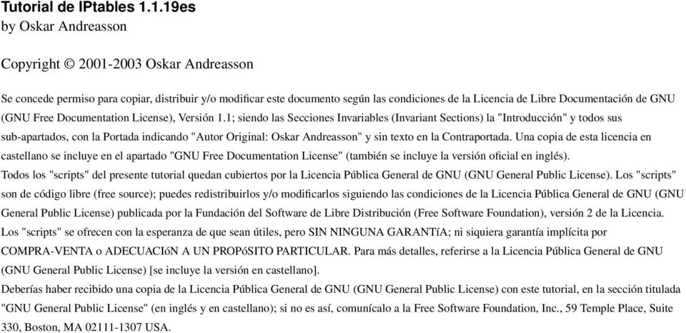 GNU (GNU Free Documentation License), Versión 1.