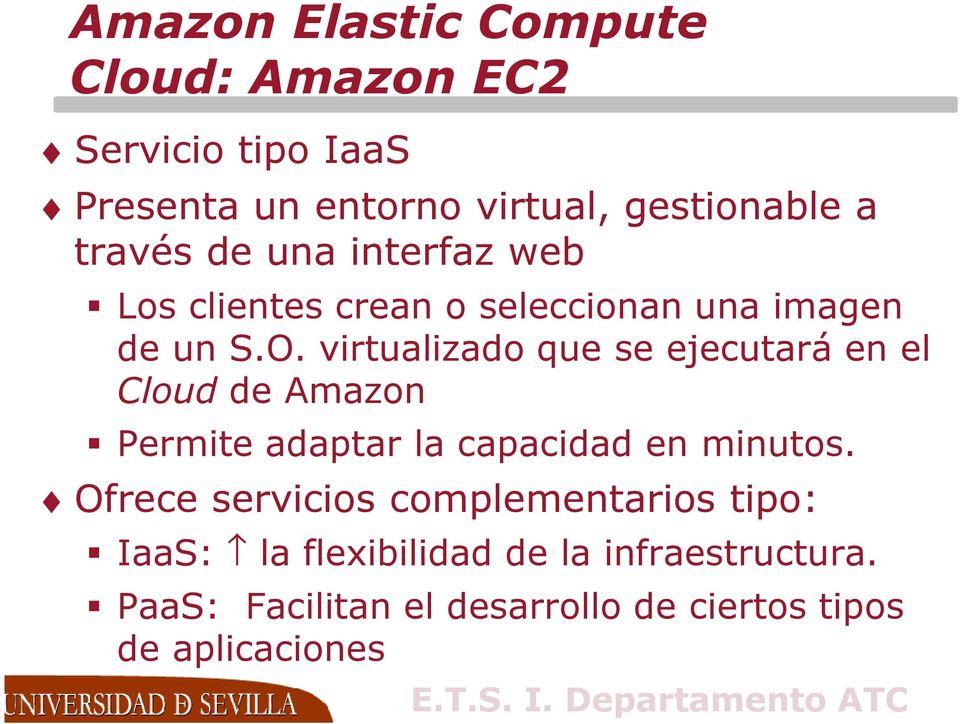 virtualizado que se ejecutará en el Cloud de Amazon Permite adaptar la capacidad en minutos.