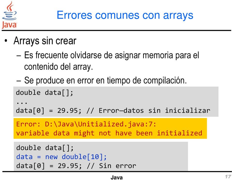 95; // Error datos sin inicializar Error: D:\Java\Unitialized.