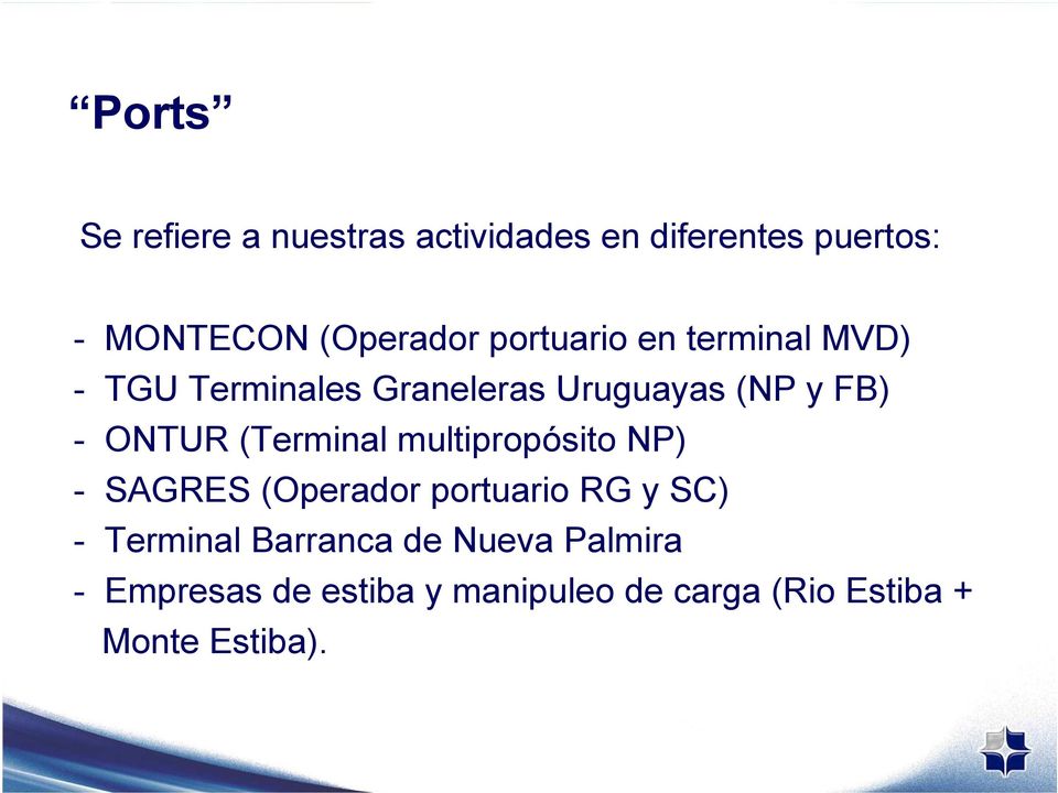 (Terminal multipropósito NP) - SAGRES (Operador portuario RG y SC) - Terminal