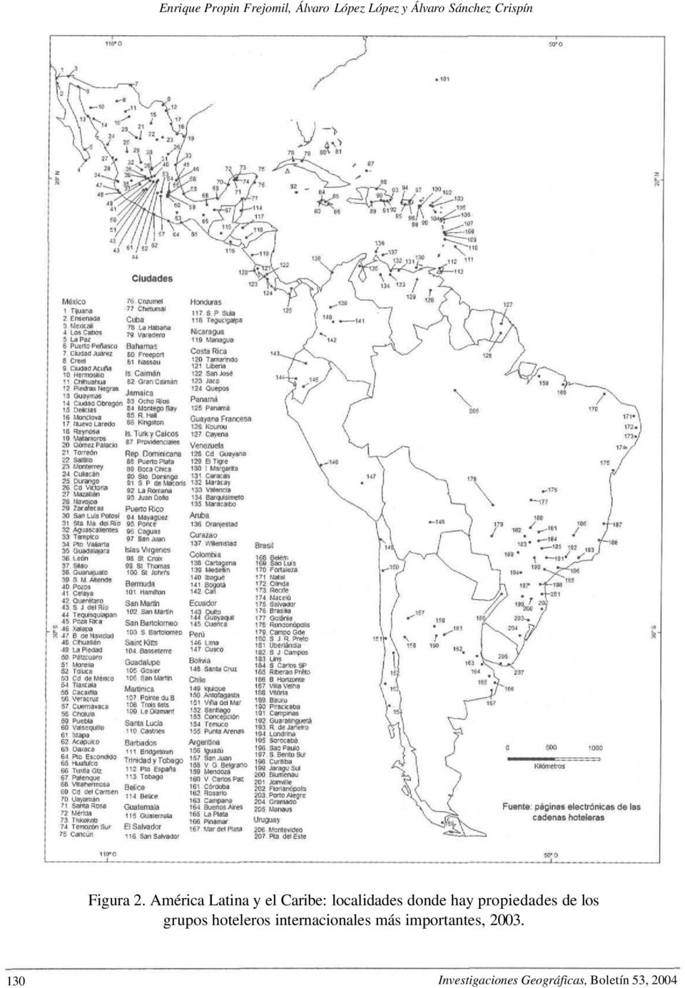 América Latina y el Caribe: localidades donde hay propiedades