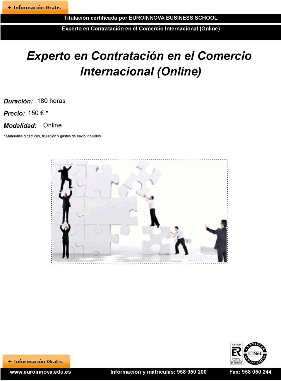 Contratación en el Comercio Internacional (Online) Duración: 180 horas