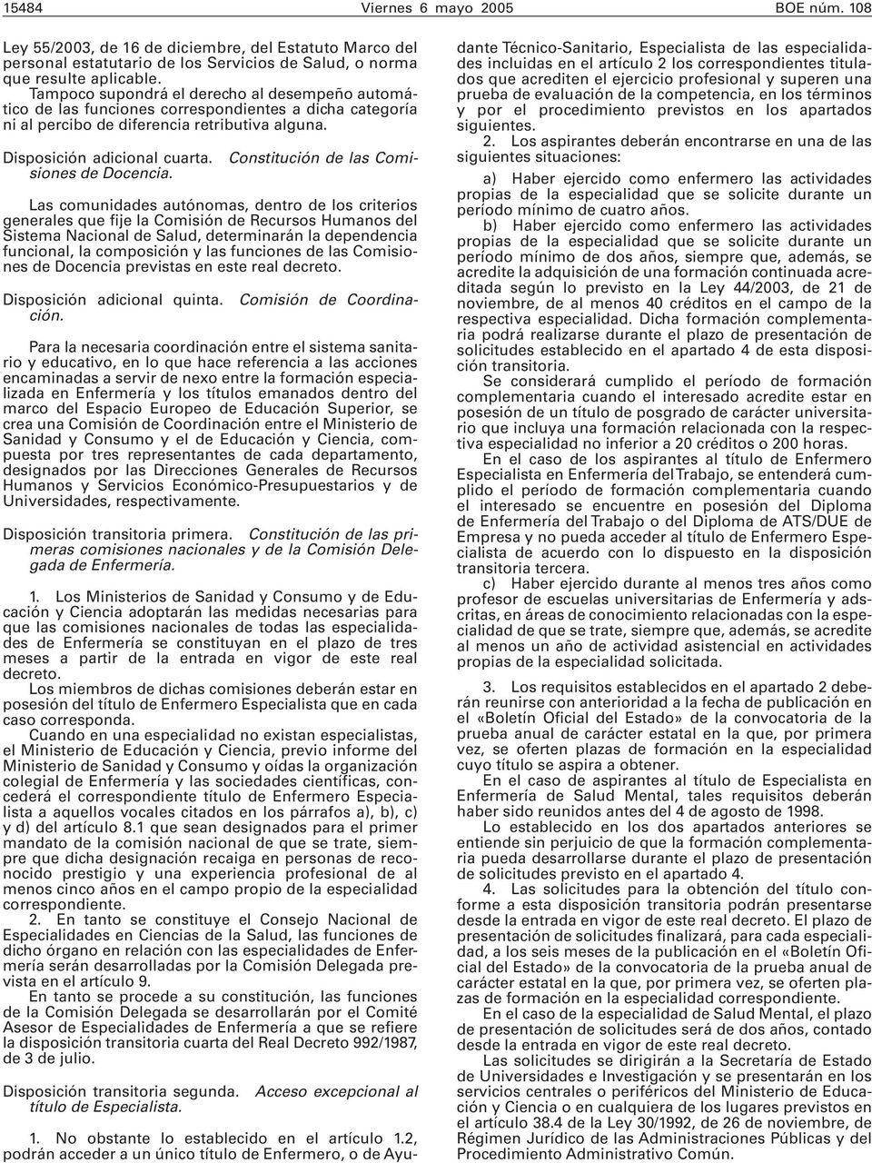 Constitución de las Comisiones de Docencia.
