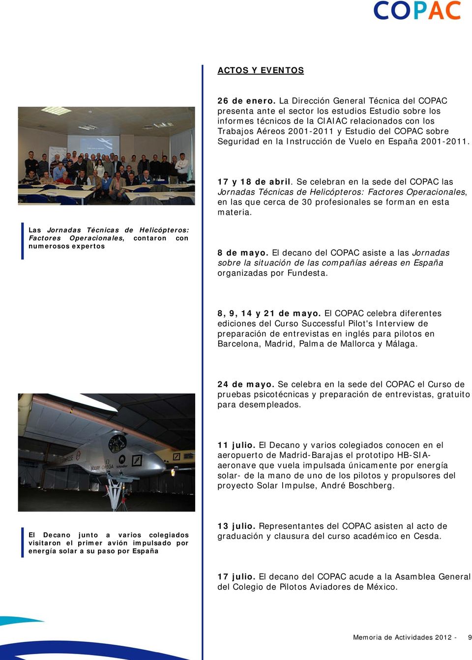 Seguridad en la Instrucción de Vuelo en España 2001-2011. 17 y 18 de abril.
