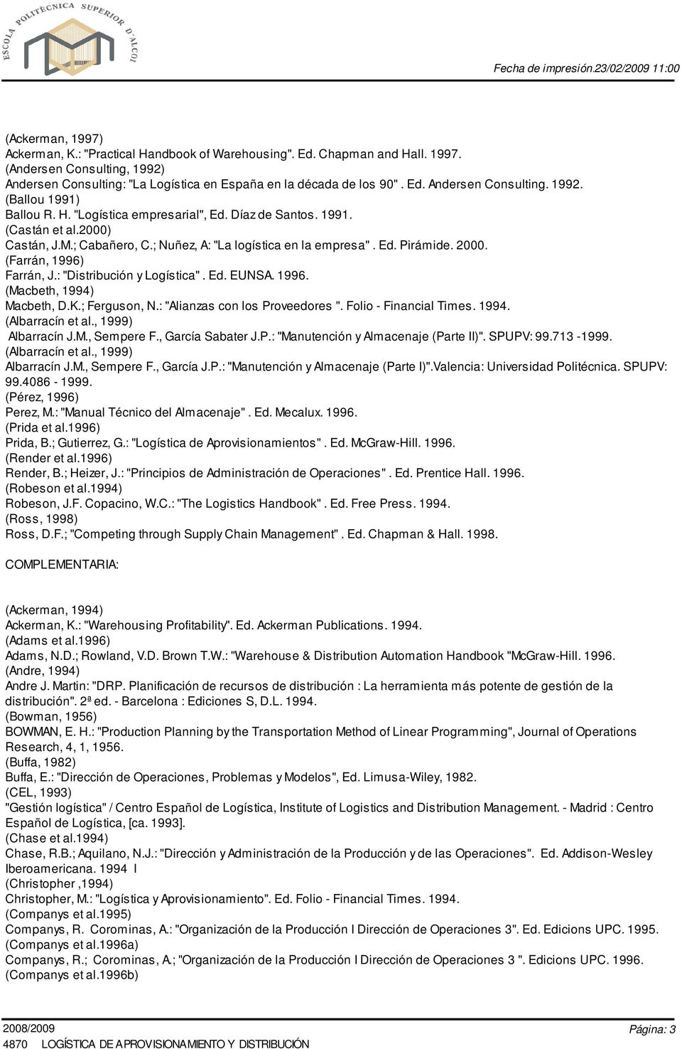 1996.  1996. (Companys et al.1996b) 2008/2009 Página: 3