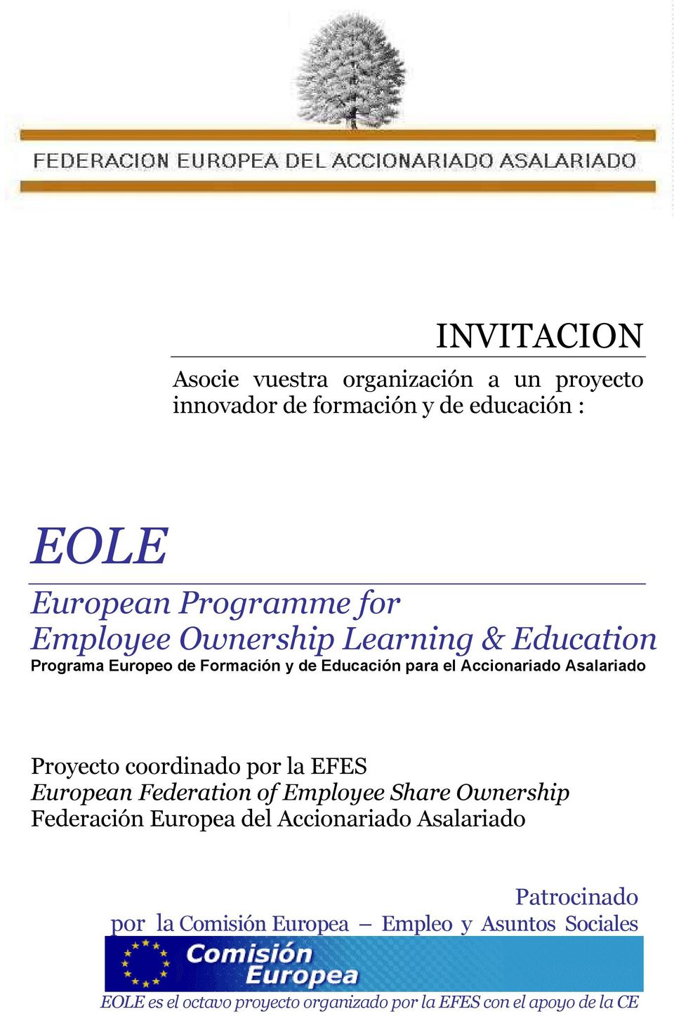 Proyecto coordinado por la EFES European Federation of Employee Share Ownership Federación Europea del Accionariado
