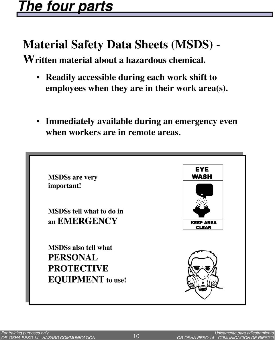 Immediately available during an emergency even when workers are in remote areas. MSDSs are very important!