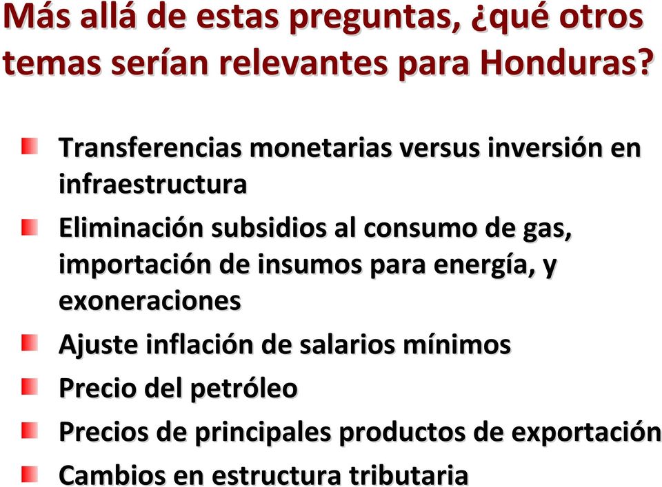 consumo de gas, importación n de insumos para energía, y exoneraciones Ajuste inflación n de