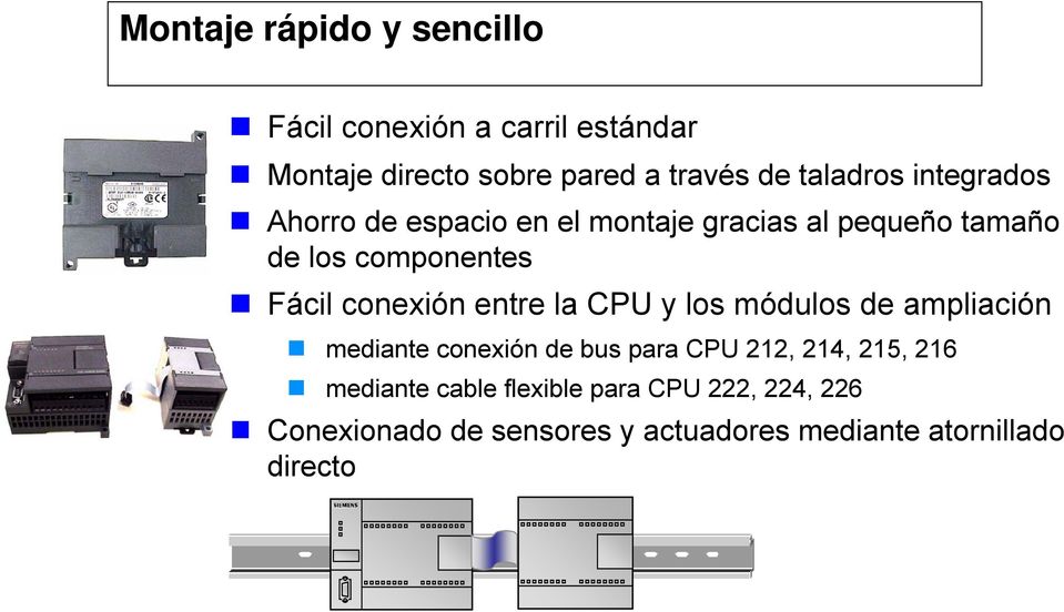 conexión entre la CPU y los módulos de ampliación mediante conexión de bus para CPU 212, 214, 215, 216