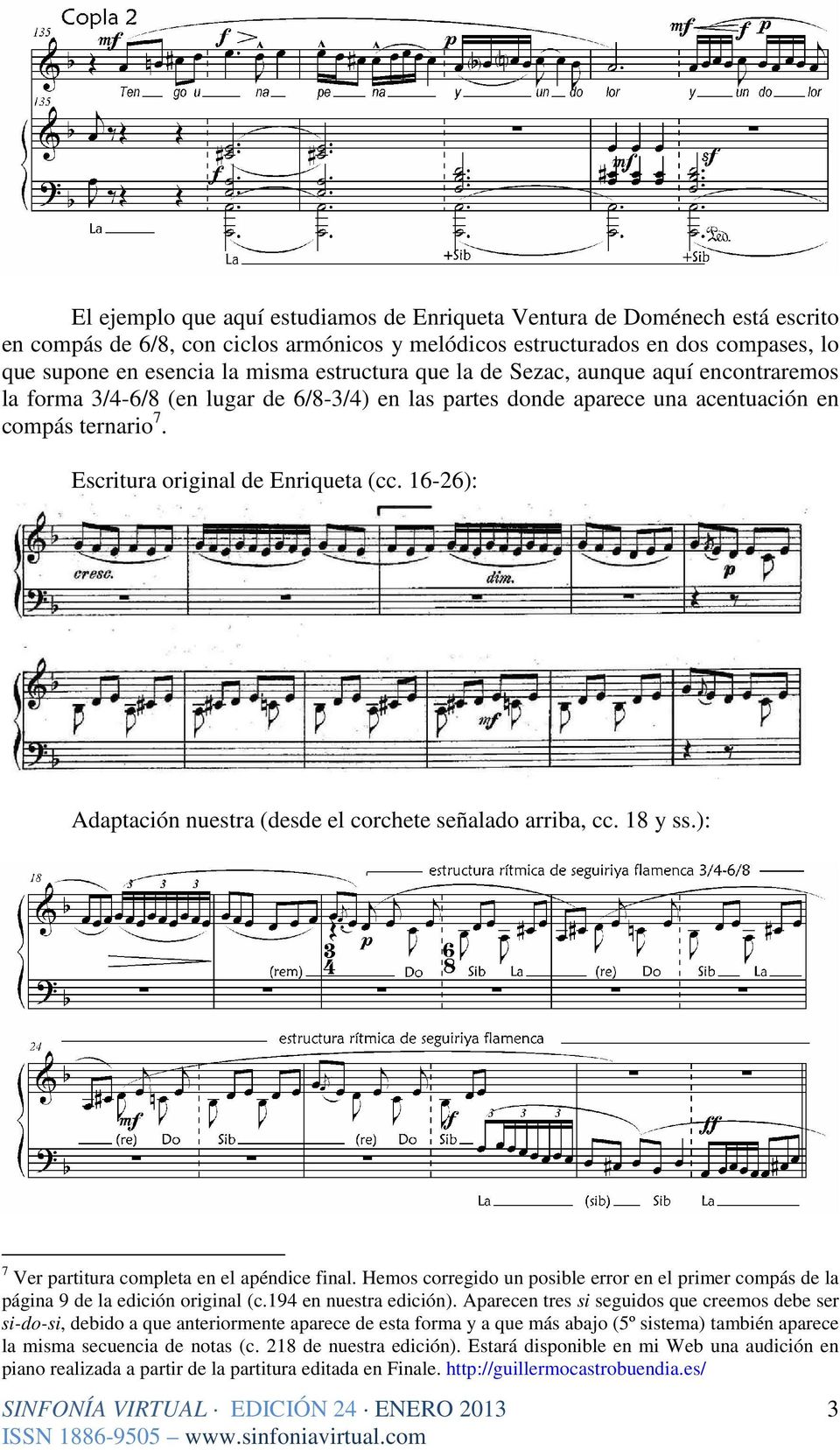16-26): Adaptación nuestra (desde el corchete señalado arriba, cc. 18 y ss.): 7 Ver partitura completa en el apéndice final.