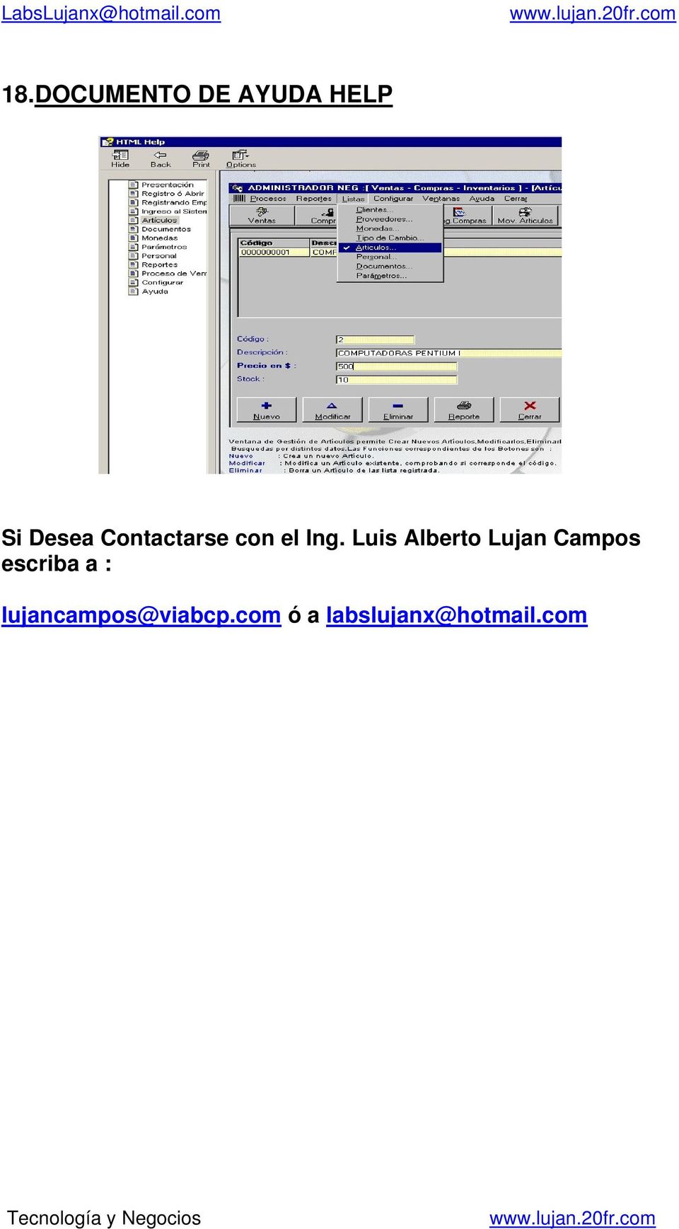 Luis Alberto Lujan Campos escriba a