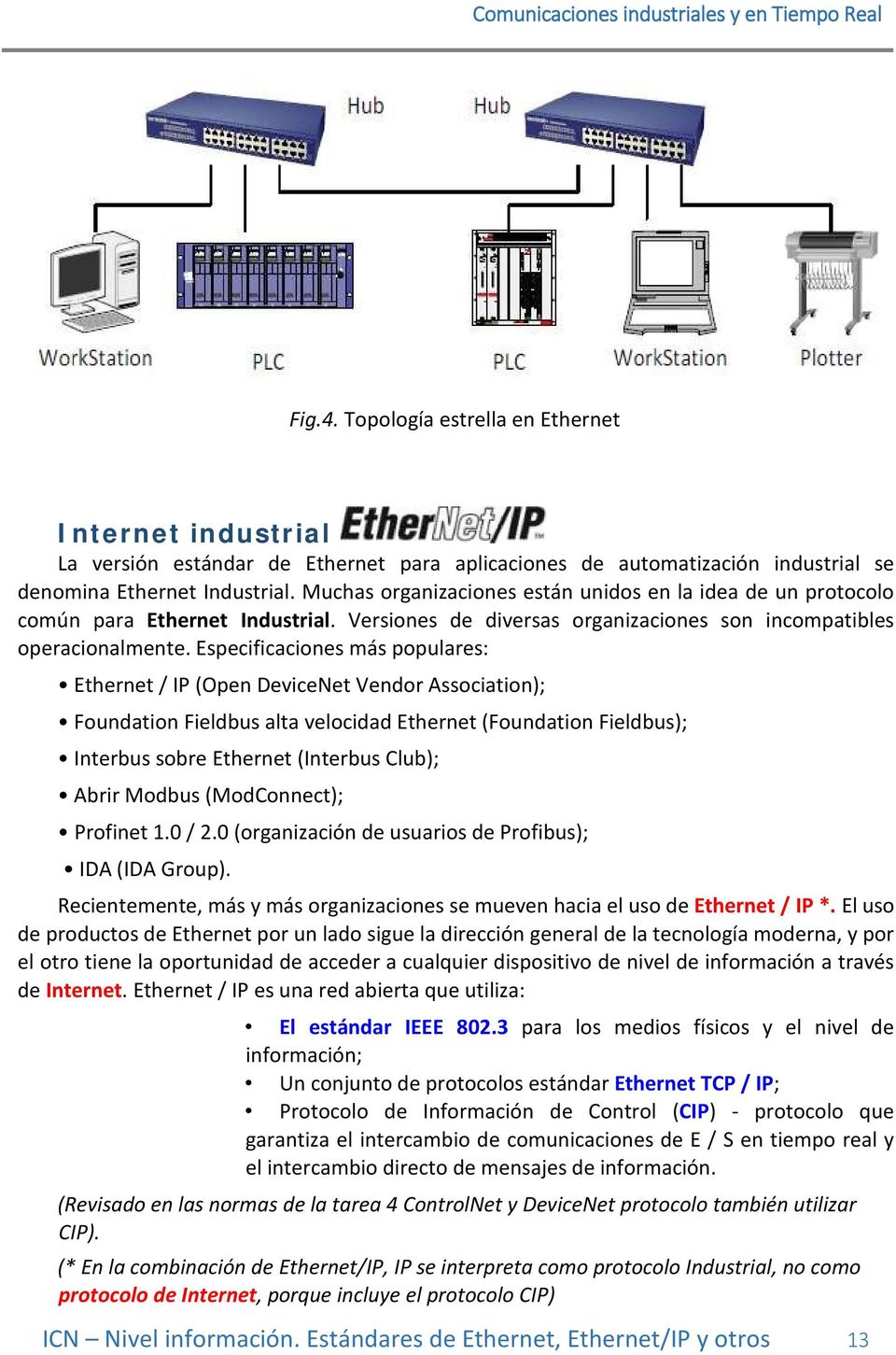 Especificaciones más populares: Ethernet / IP (Open DeviceNet Vendor Association); Foundation Fieldbus alta velocidad Ethernet (Foundation Fieldbus); Interbus sobre Ethernet (Interbus Club); Abrir