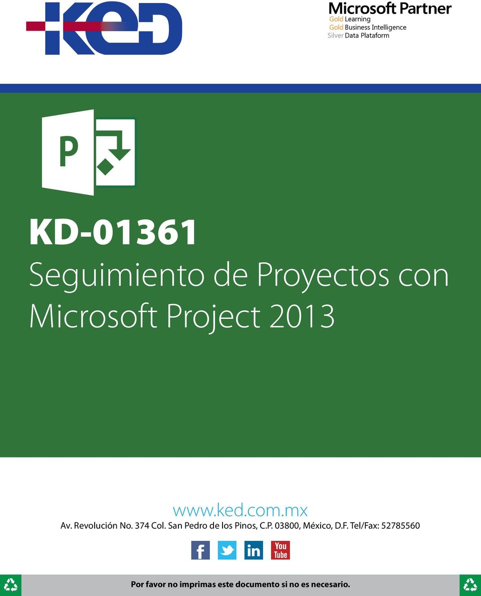 Proyectos con Microsoft Project 2013 www.ked.