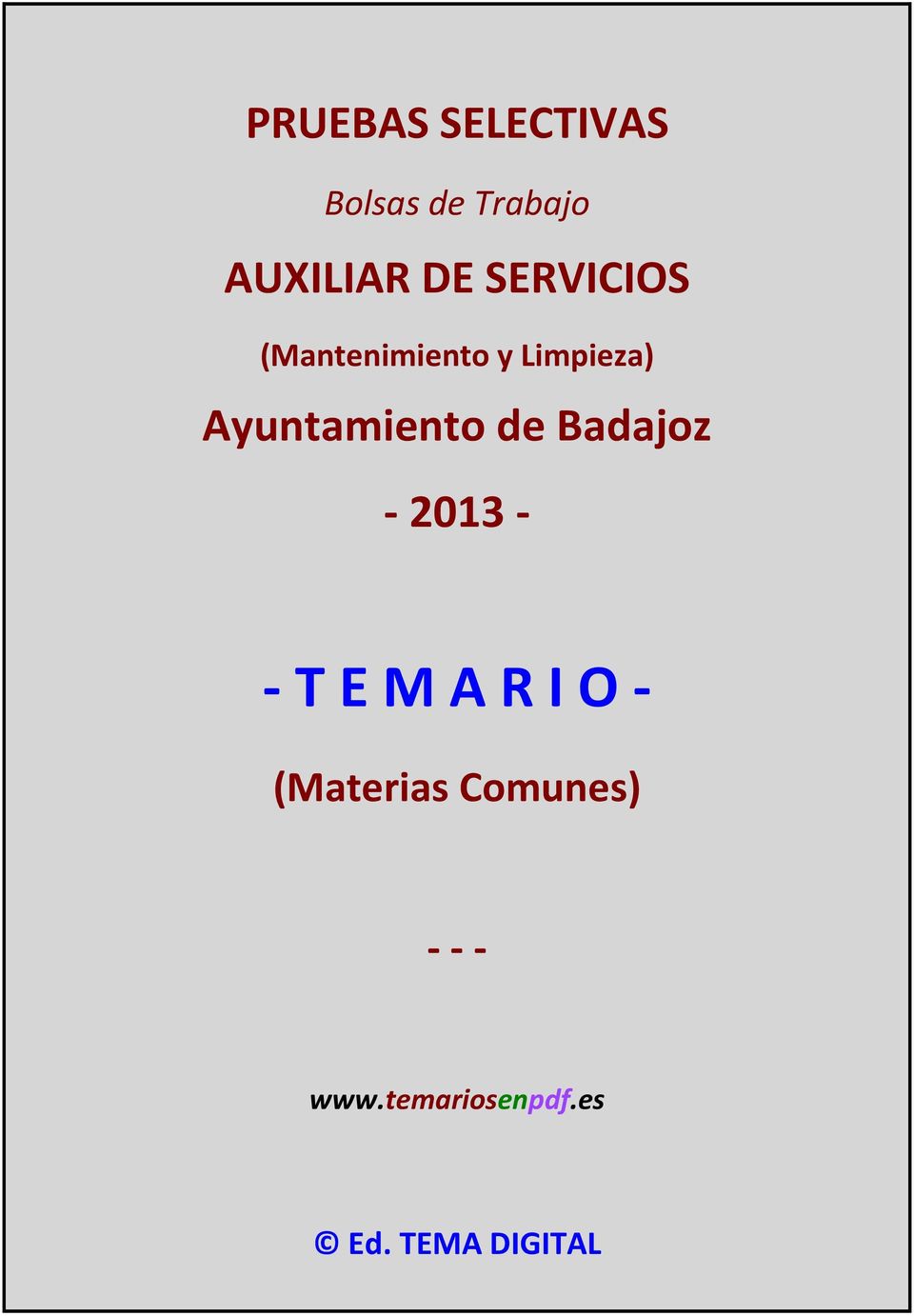 Ayuntamiento de Badajoz 2013 T E M A R I O