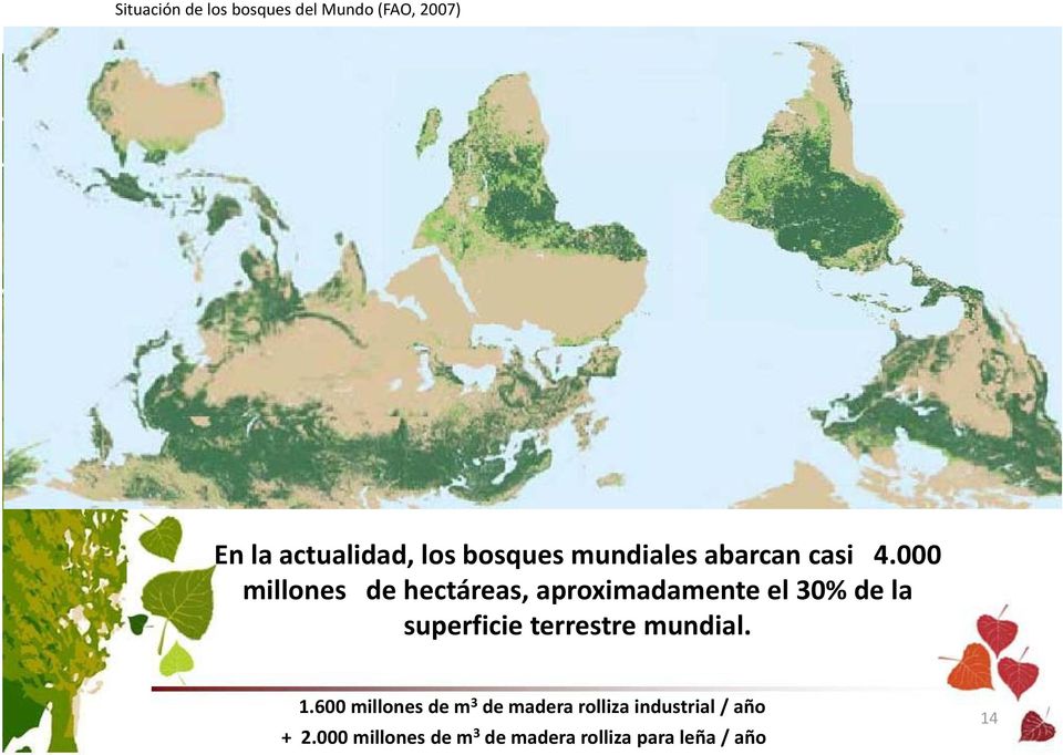 000 millones de hectáreas, aproximadamente el 30% de la superficie terrestre