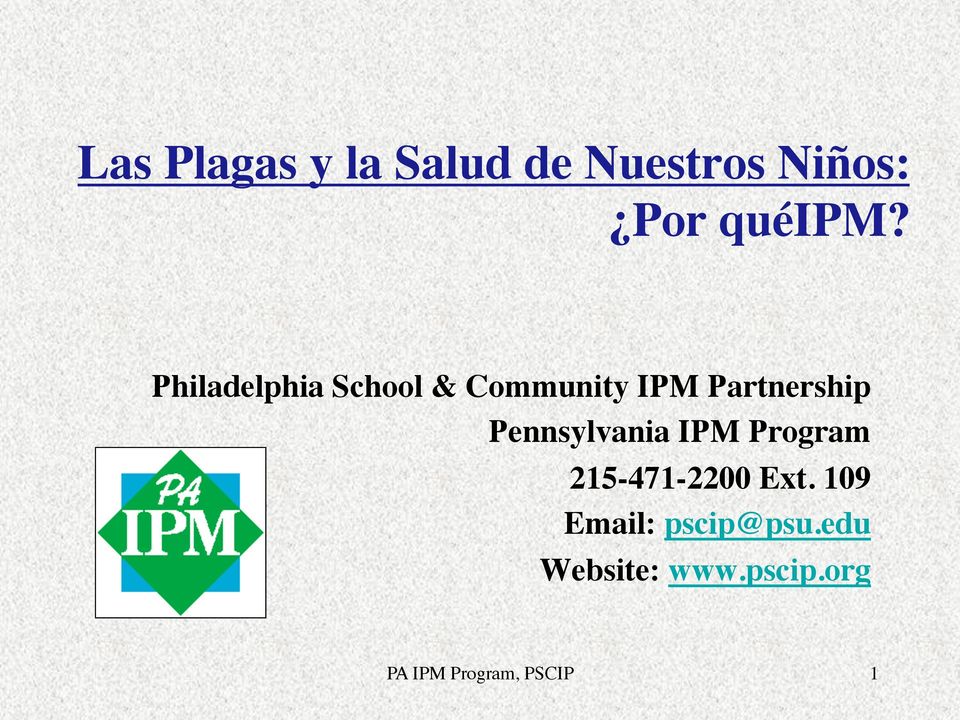 Philadelphia School & Community IPM Partnership