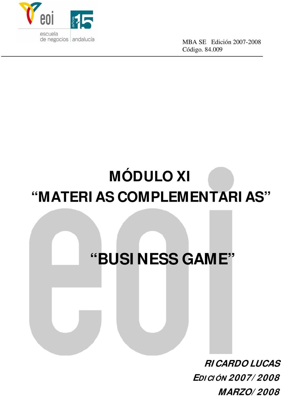COMPLEMENTARIAS BUSINESS GAME