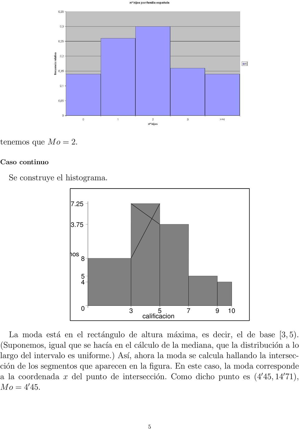 (Suponemos, igual que se hacía en el cálculo de la mediana, que la distribución a lo largo del intervalo es uniforme.