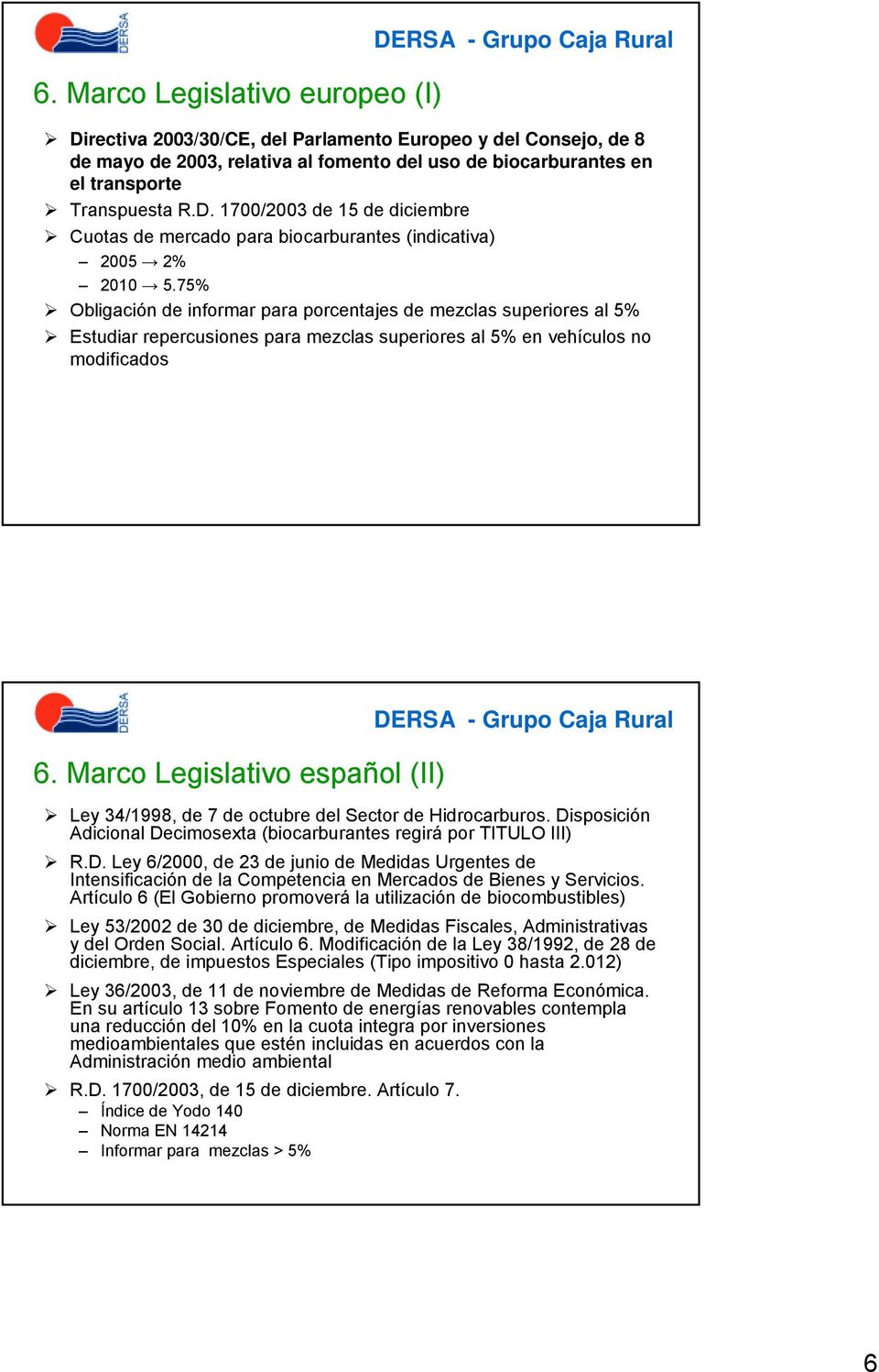 Marco Legislativo español (II) Ley 34/1998, de 7 de octubre del Sector de Hidrocarburos. Di