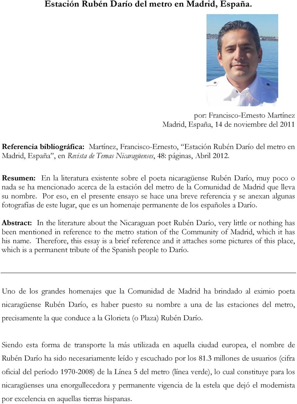 Nicaragüenses, 48: páginas, Abril 2012.
