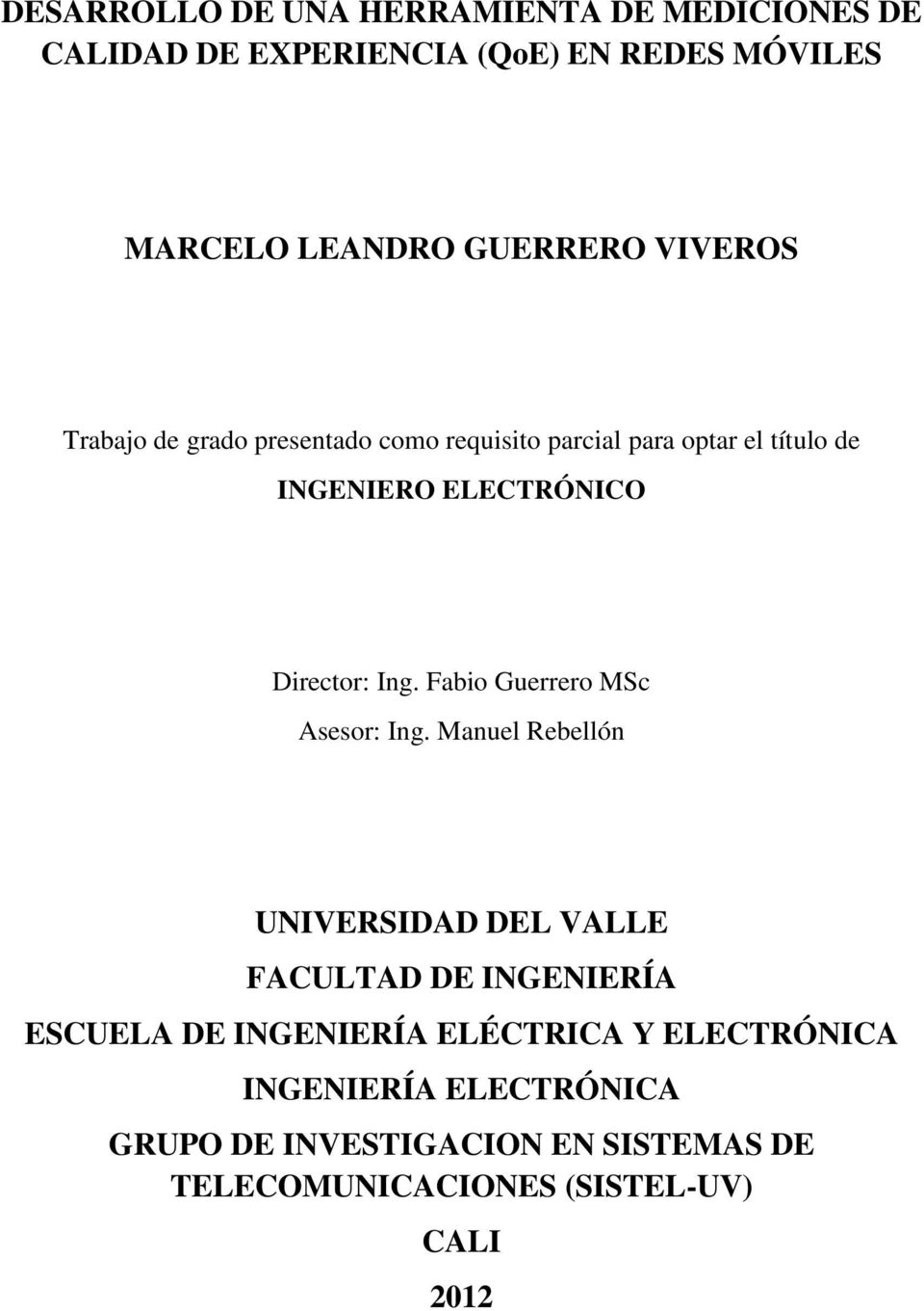 Fabio Guerrero MSc Asesor: Ing.