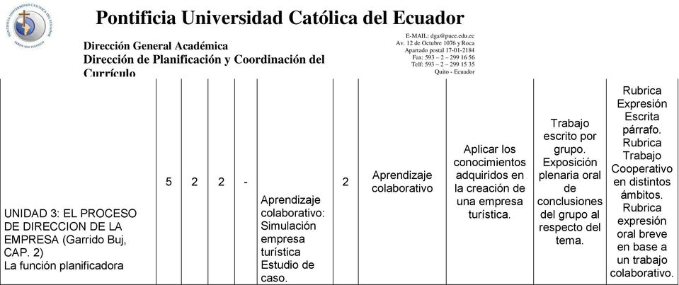 ) La función planificadora Pontificia Universidad