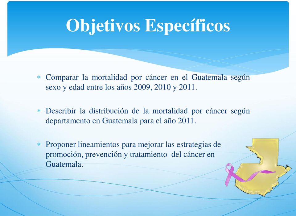 Describir la distribución de la mortalidad por cáncer según departamento en Guatemala