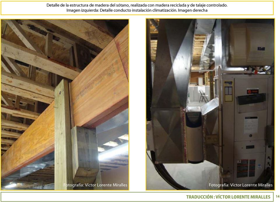 Imagen izquierda: Detalle conducto instalación climatización.