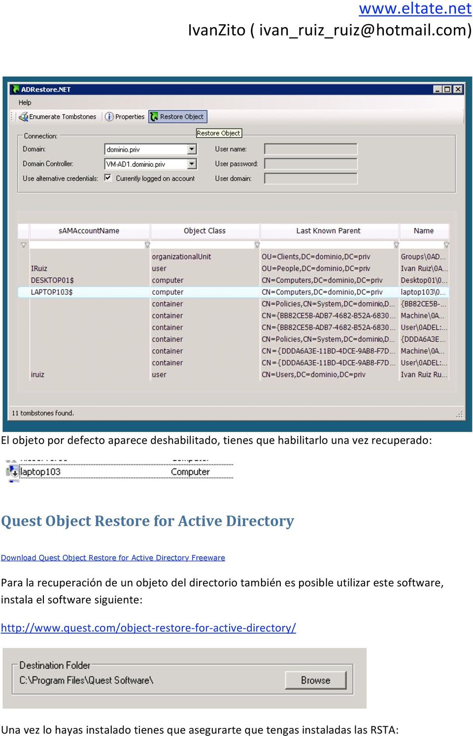 QuestObjectRestoreforActiveDirectory Download Quest Object Restore for Active Directory Freeware